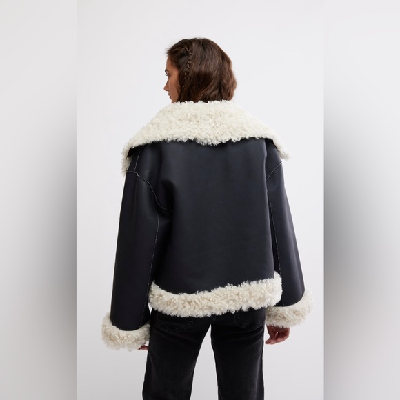 NWT Free People Kiki Sherpa Jacket Black Combo Size XS - Picture 5 of 5